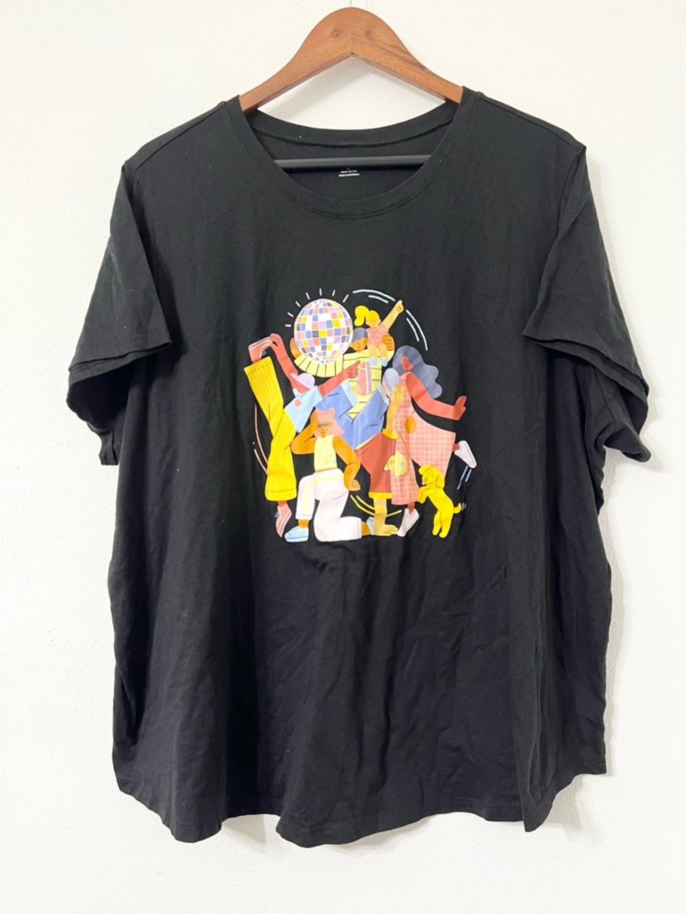 Old Navy Black Graphic Tee Women 4X Plus Party Disco Shirt